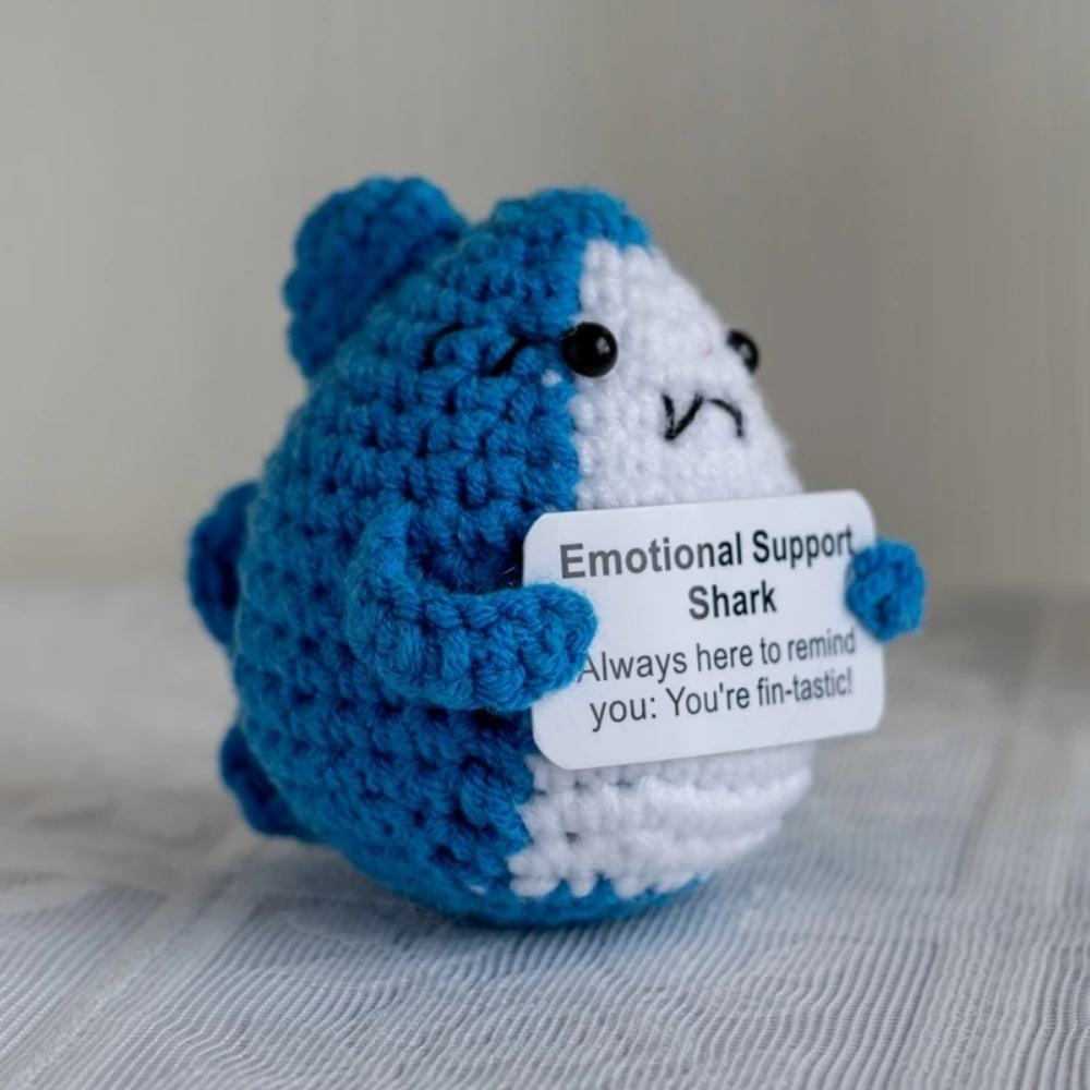 CRA-23.jpg Crochet Shark Emotional Support Gift Plush - Image 1