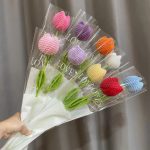 Colorful Crochet Tulip Gift Flower Stems