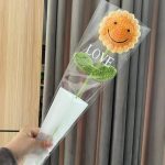 Smiling Crochet Sunflower Single Gift Stem