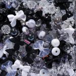 Black White Mixed Charm Beads Craft Pack