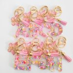 Pink Glitter Alphabet Gift Keychains