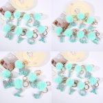 Blue Pom Pom Alphabet Gift Keychains