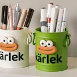 Green Metal Bucket Desktop Pen Organizer
