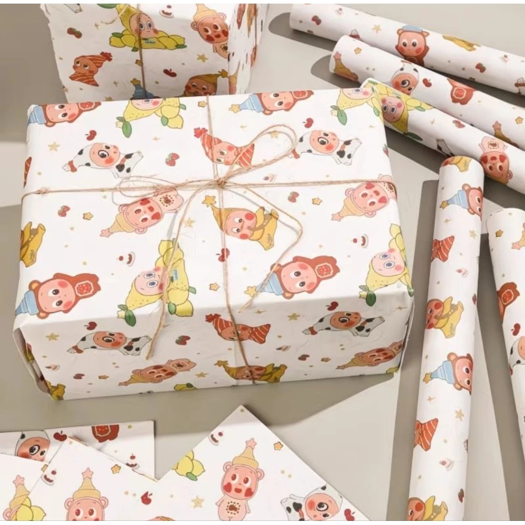 PAP2-14 Pastel Animal Cartoon Gift Wrapping Paper Sheets - Image 1