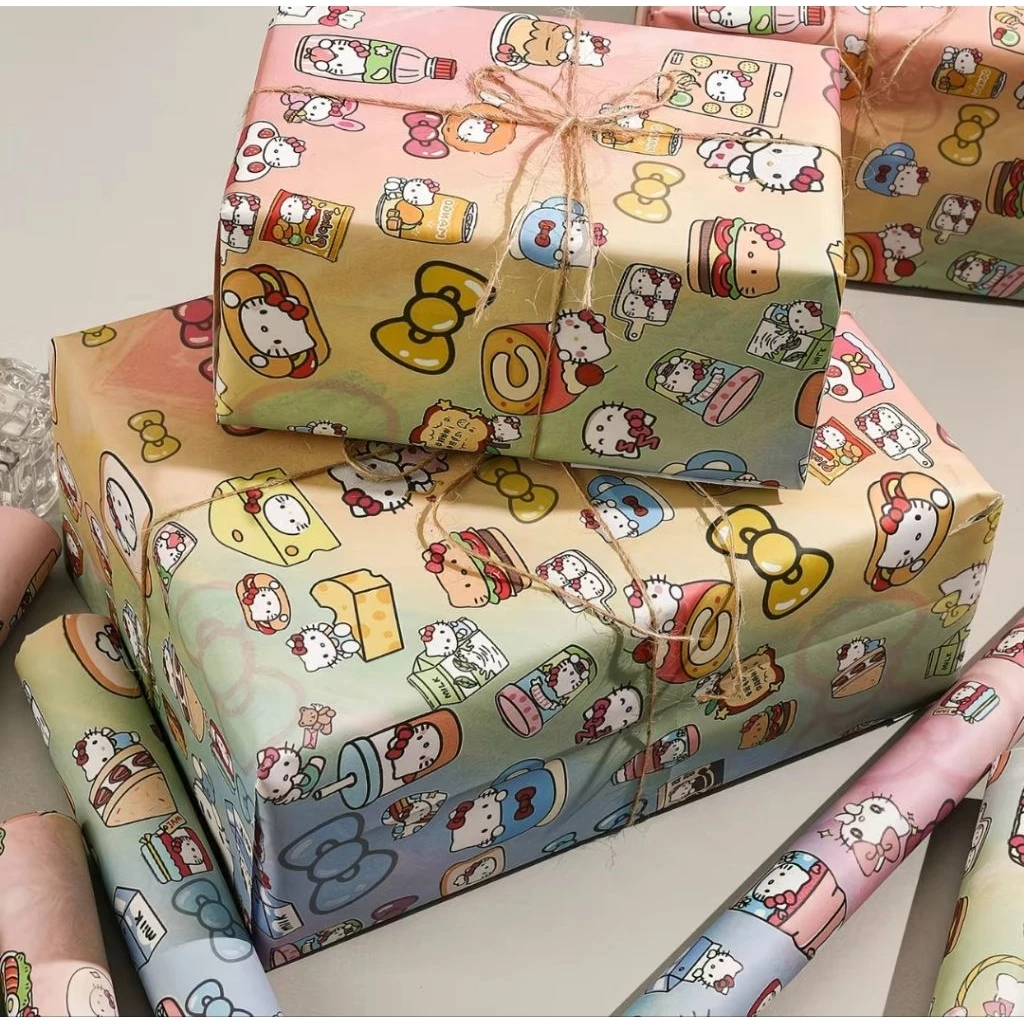 PAP2-23 Retro Kawaii Character Gift Wrapping Paper Sheets - Image 1
