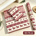 Burgundy Bear Nordic Gift Wrapping Paper Sheets
