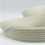 Beige White Gingham Craft Ribbon Roll Trim